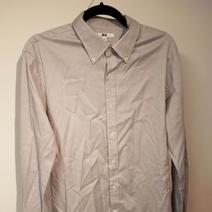 Uniqlo Slim Fit Textured Gray Dress Shirt